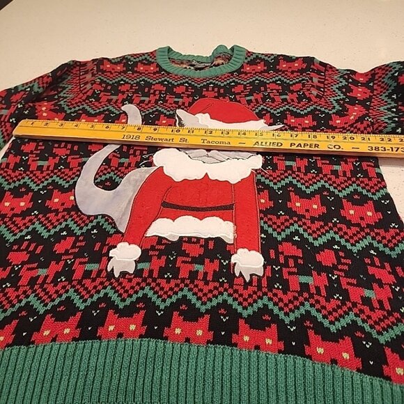 33 Degrees CAT Ugly Christmas Sweater Size Men's M Kitty Unisex Holiday Cotton - Picture 5 of 6